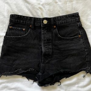 Zara high rise black denim cutoff shorts